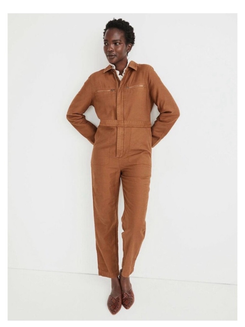 Madewell Rust Brown Utility Jumpsuit LNWOT - Size Large Petite